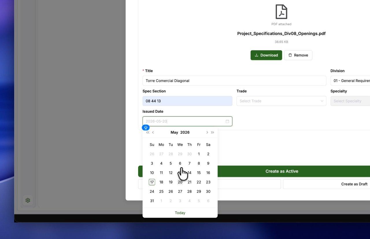 From spec PDF to structured submittals