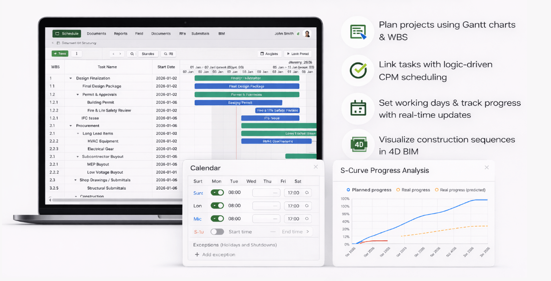 Construction Scheduling and Planning Software - Gantt Charts and Critical Path Management