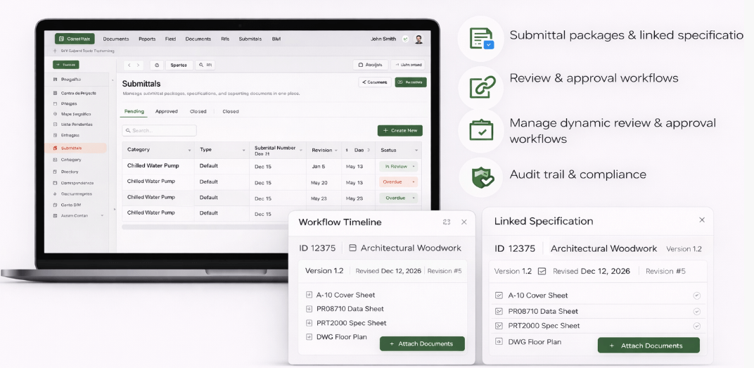 Construction Submittals and Specifications Management - Track Approvals and Compliance