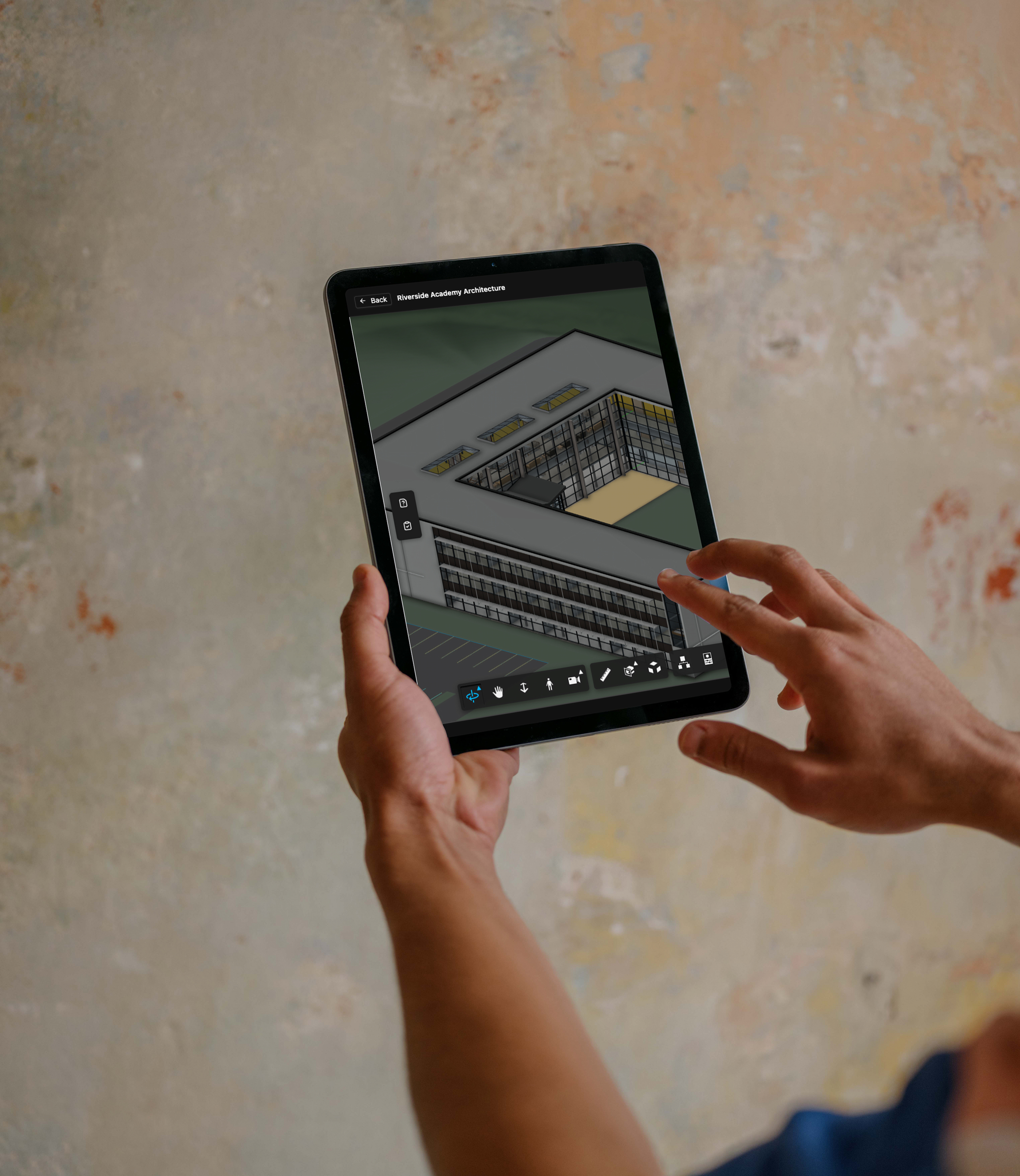 BIM model reviewed on an iPad on-site