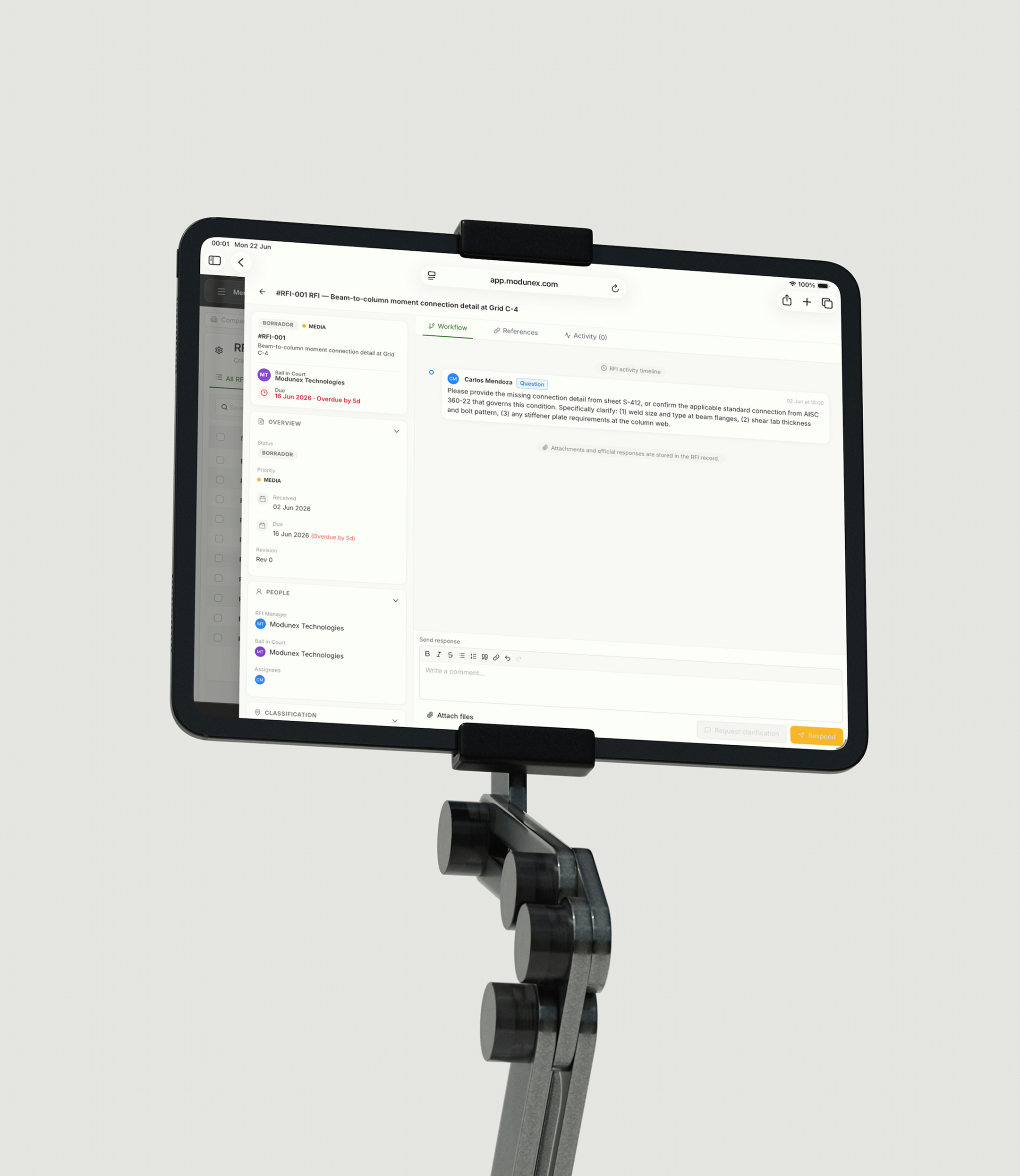 Structured site walk captured on a tablet